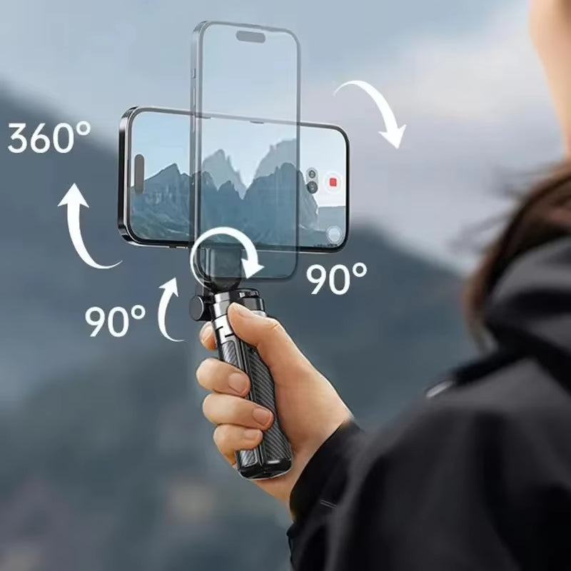 Magnetic Selfie Stick 360 Rotation Bluetooth Selfie Holder Portable Telescopic Magnetic Mobile Tripod Stand for Live Streaming