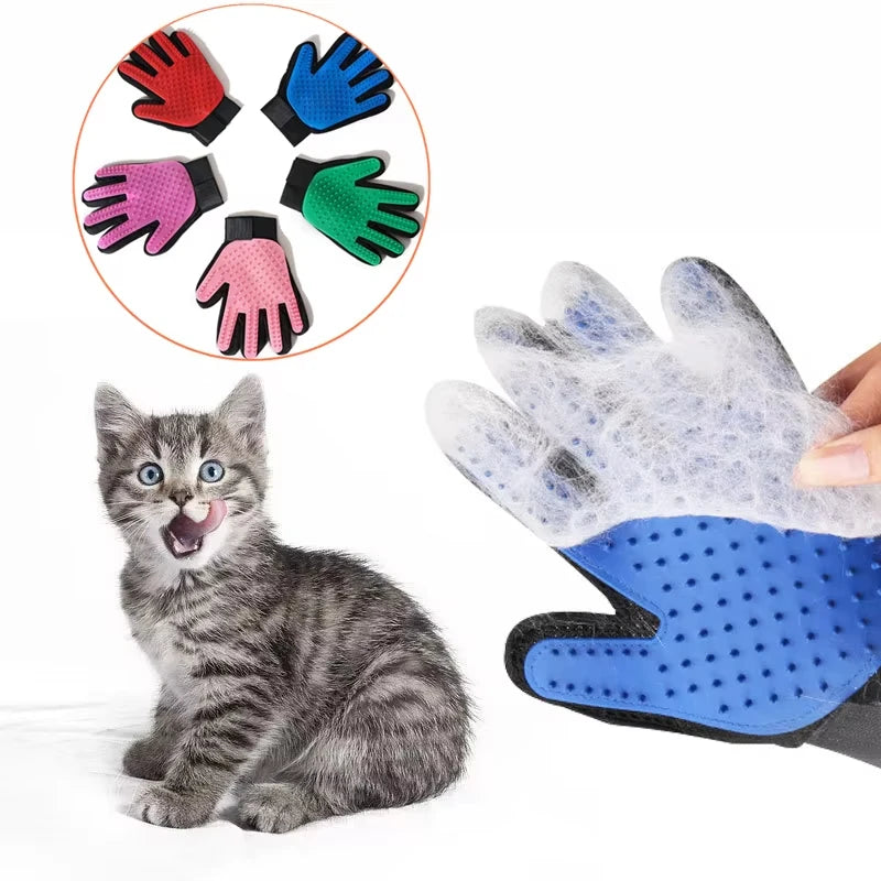 Grooming Glove Hair Deshedding Bath Hair Remover Clean Massage Brush for Animal