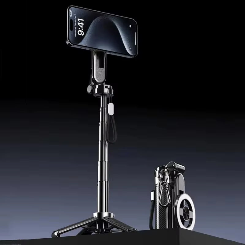 Magnetic Selfie Stick 360 Rotation Bluetooth Selfie Holder Portable Telescopic Magnetic Mobile Tripod Stand for Live Streaming