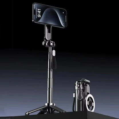 Magnetic Selfie Stick 360 Rotation Bluetooth Selfie Holder Portable Telescopic Magnetic Mobile Tripod Stand for Live Streaming