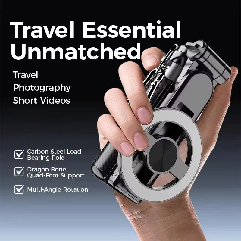 Magnetic Selfie Stick 360 Rotation Bluetooth Selfie Holder Portable Telescopic Magnetic Mobile Tripod Stand for Live Streaming